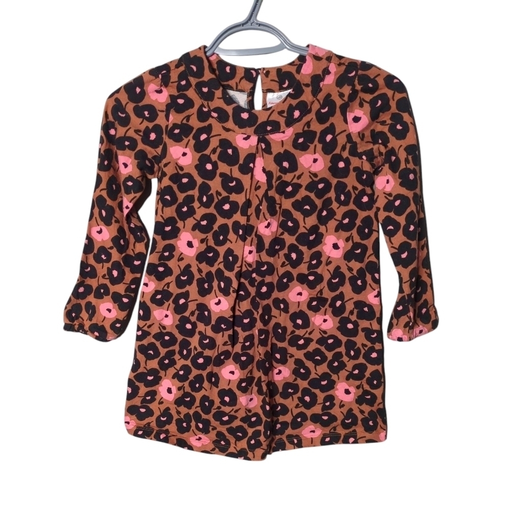 Hanna Andersson Brown Floral Leopard Pattern Dress Size 6-7 (120cm)
